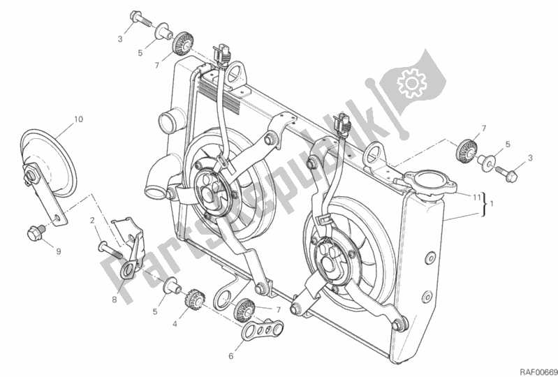 Toutes les pièces pour le Refroidisseur D'eau du Ducati Multistrada 950 S SW USA 2019